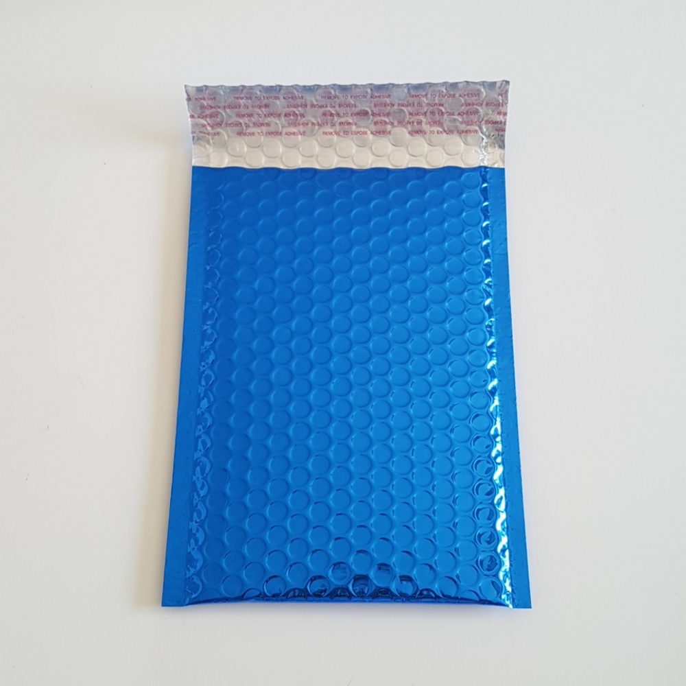 10 pcs Deluxe Blue Metallic Bubble Mailers 6x9.25"